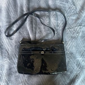 Kate Spade Black Camellia Street Amy Crossbody Bag Patent Leather Dot Purse
